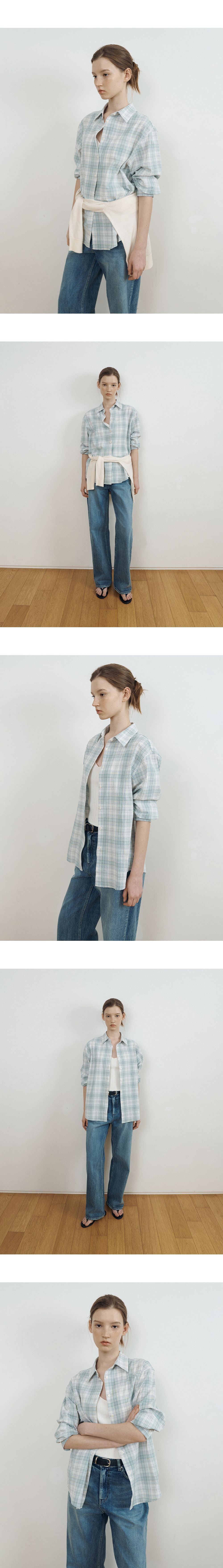 PORETTO Evonne check shirt (Pale mint)