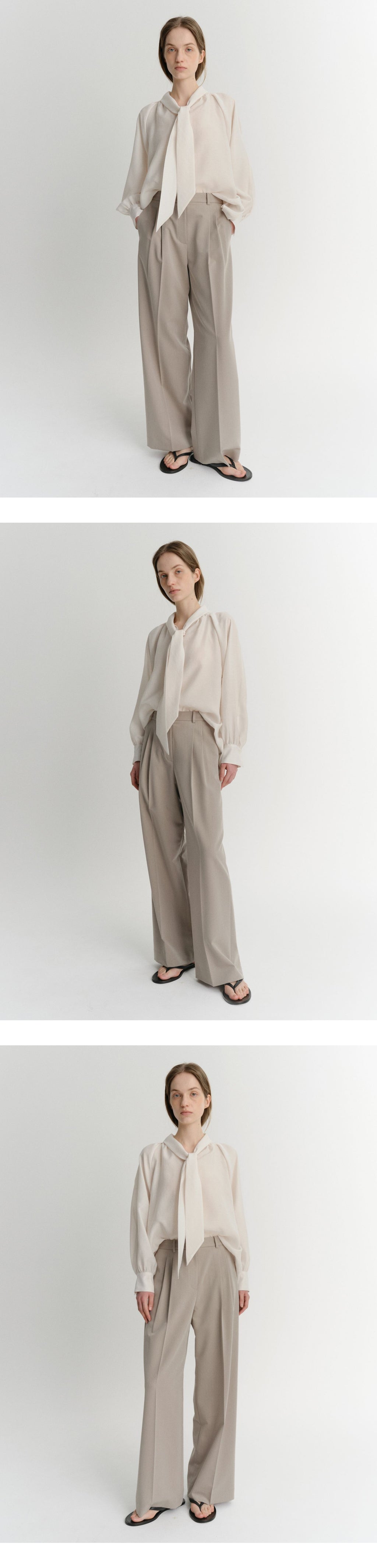 EAAH TIE SHIRRING BLOUSE (IVORY)