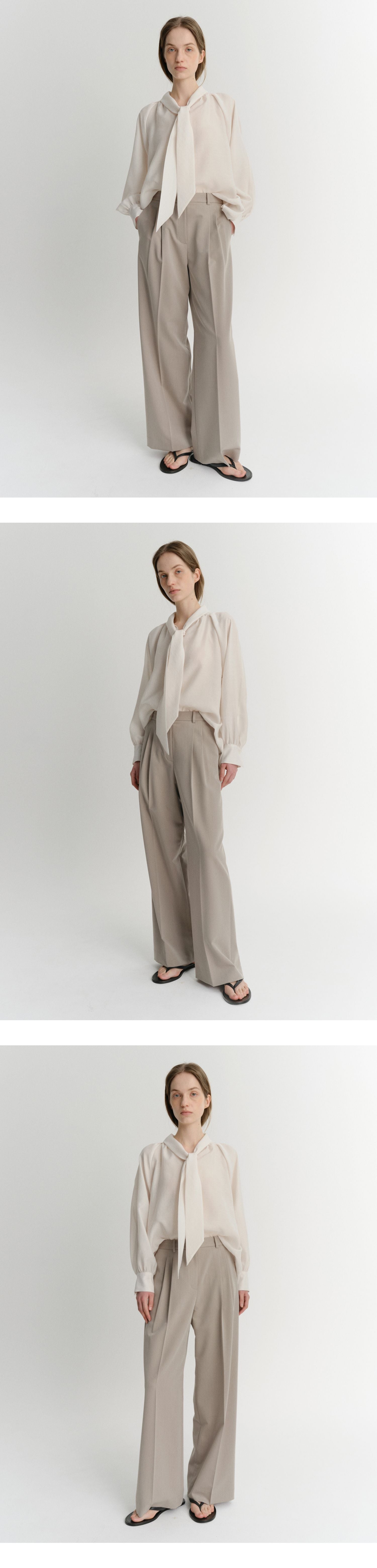 EAAH TIE SHIRRING BLOUSE (IVORY)