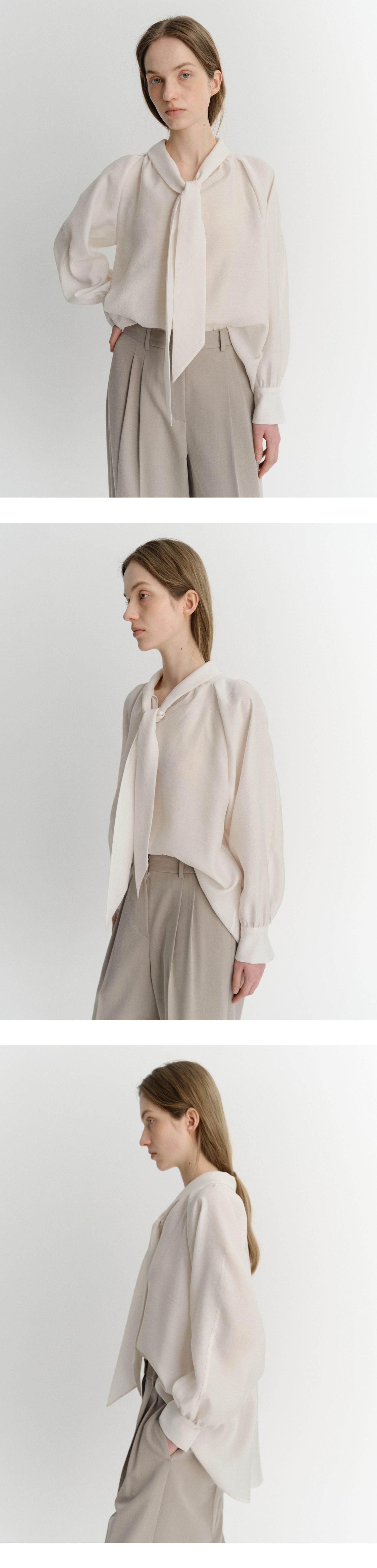 EAAH TIE SHIRRING BLOUSE (IVORY)