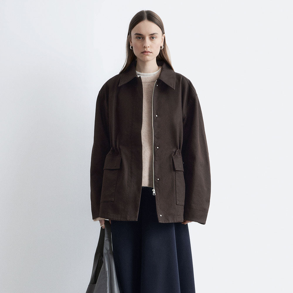 & Other Stories Oversized Drawstring Utility Jacket (Dark Brown)