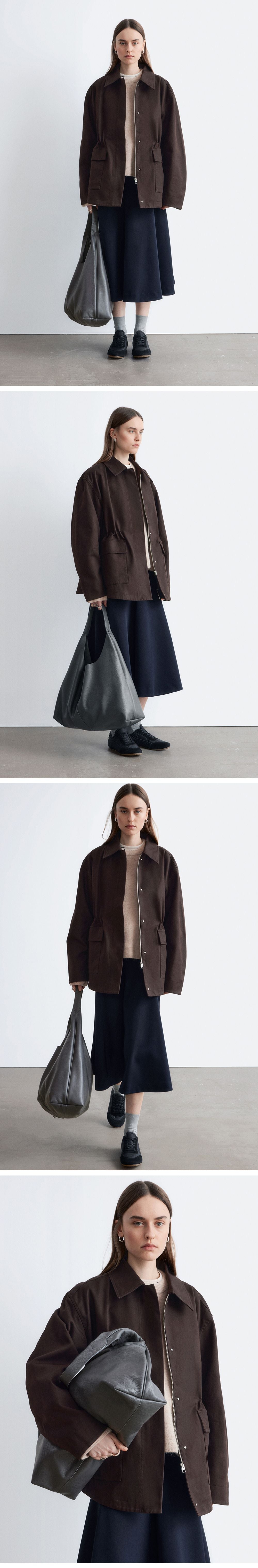 & Other Stories Oversized Drawstring Utility Jacket (Dark Brown)