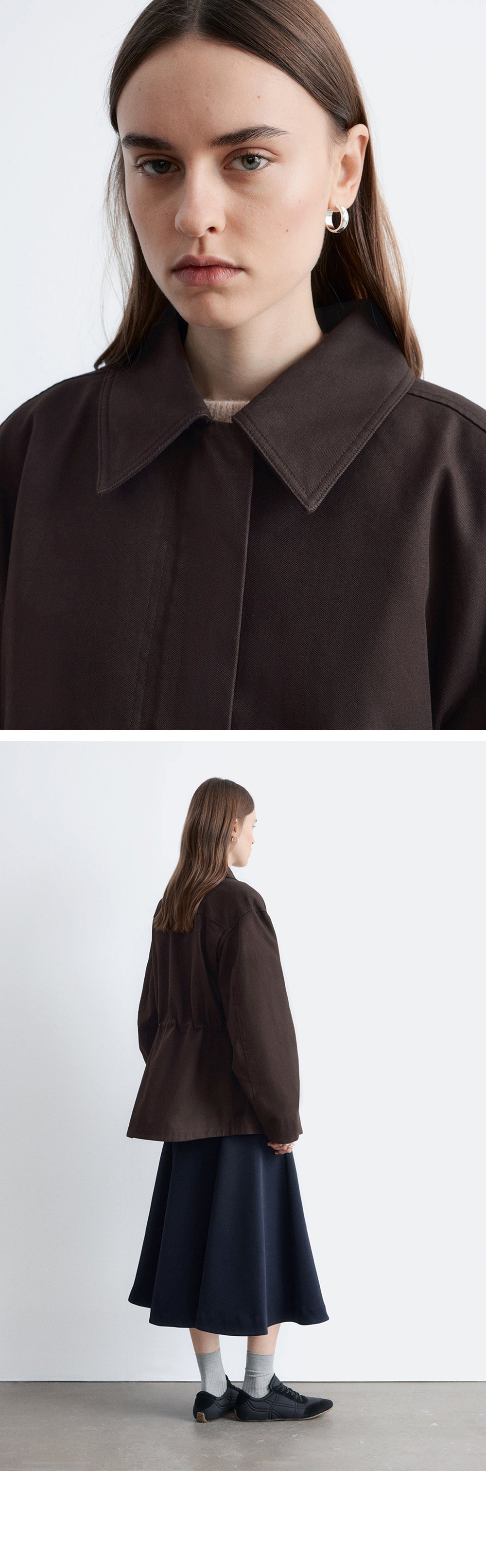 & Other Stories Oversized Drawstring Utility Jacket (Dark Brown)