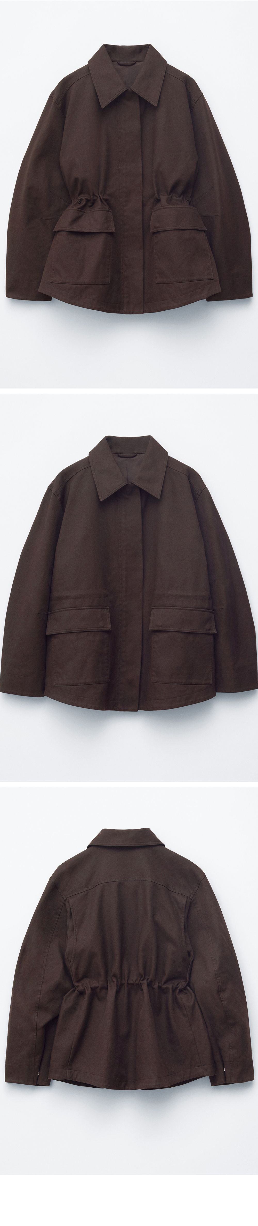& Other Stories Oversized Drawstring Utility Jacket (Dark Brown)