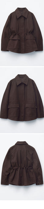 & Other Stories Oversized Drawstring Utility Jacket (Dark Brown)