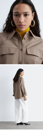 & Other Stories Structured Wool-Cotton Shirt (Mole)