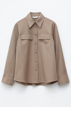 & Other Stories Structured Wool-Cotton Shirt (Mole)