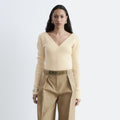 & Other Stories Ribbed Knit V-Neck Top (Butter Yellow)