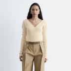 & Other Stories Ribbed Knit V-Neck Top (Butter Yellow)