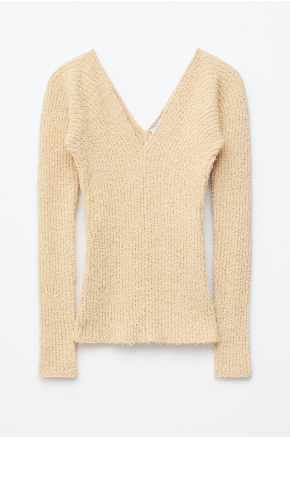 & Other Stories Ribbed Knit V-Neck Top (Butter Yellow)