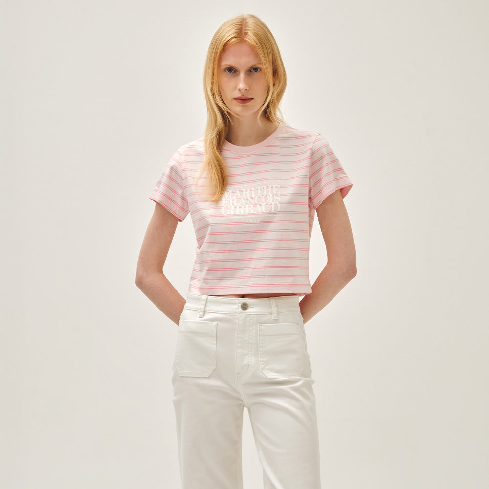 MARITHÉ+FRANҪOIS GIRBAUD W CLASSIC LOGO CROP TEE pink