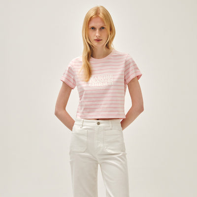 W CLASSIC LOGO CROP TEE pink