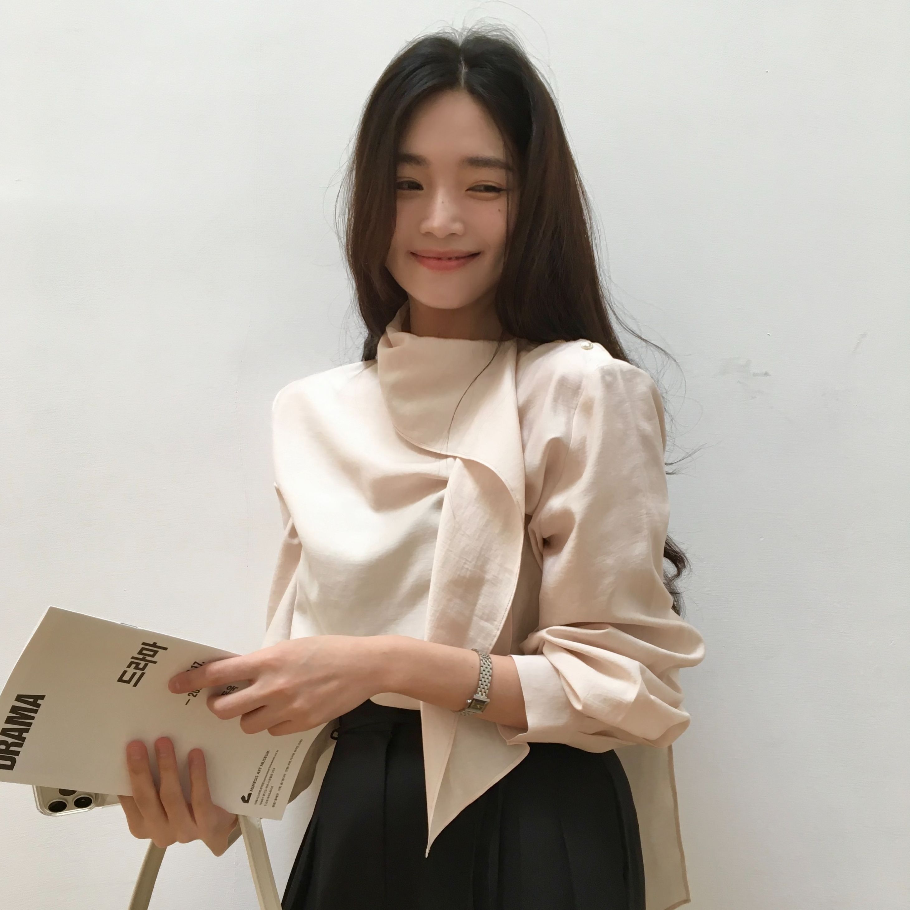 PREP FOR THE [5th] Sheer Curve scarf blouse (blush)