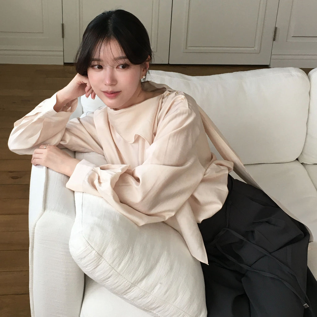 PREP FOR THE [5th] Sheer Curve scarf blouse (blush)