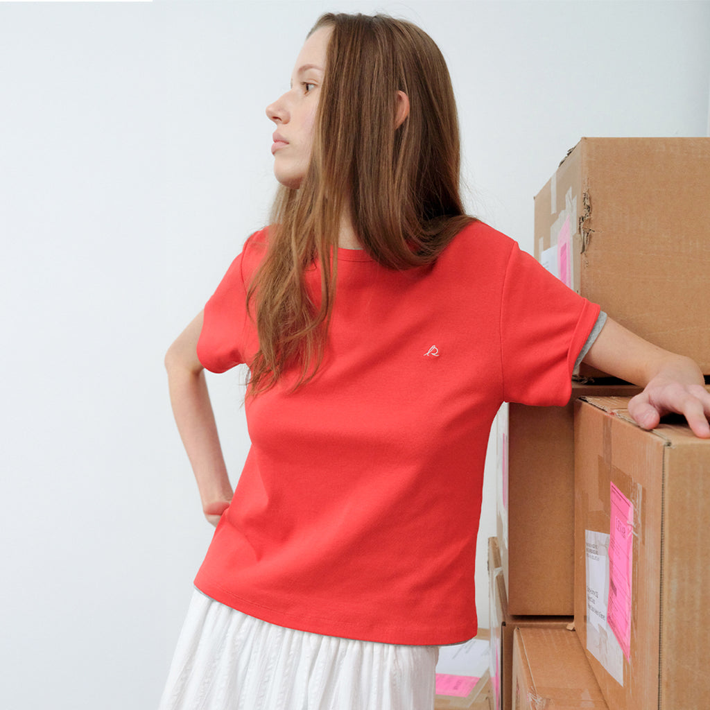 LEVAR All-day Cotton Rib T-shirt - Tomato Red