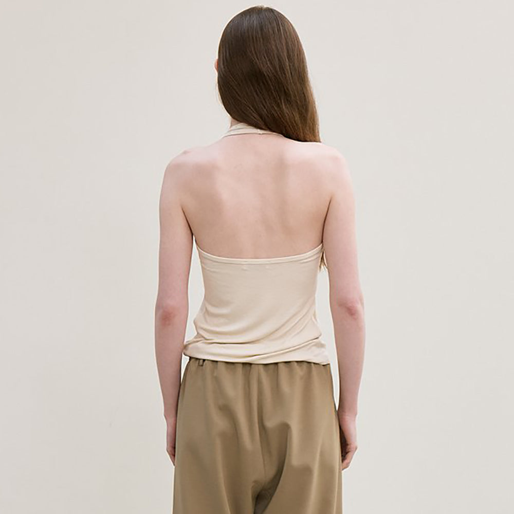 LE ribbed halter top (light beige)