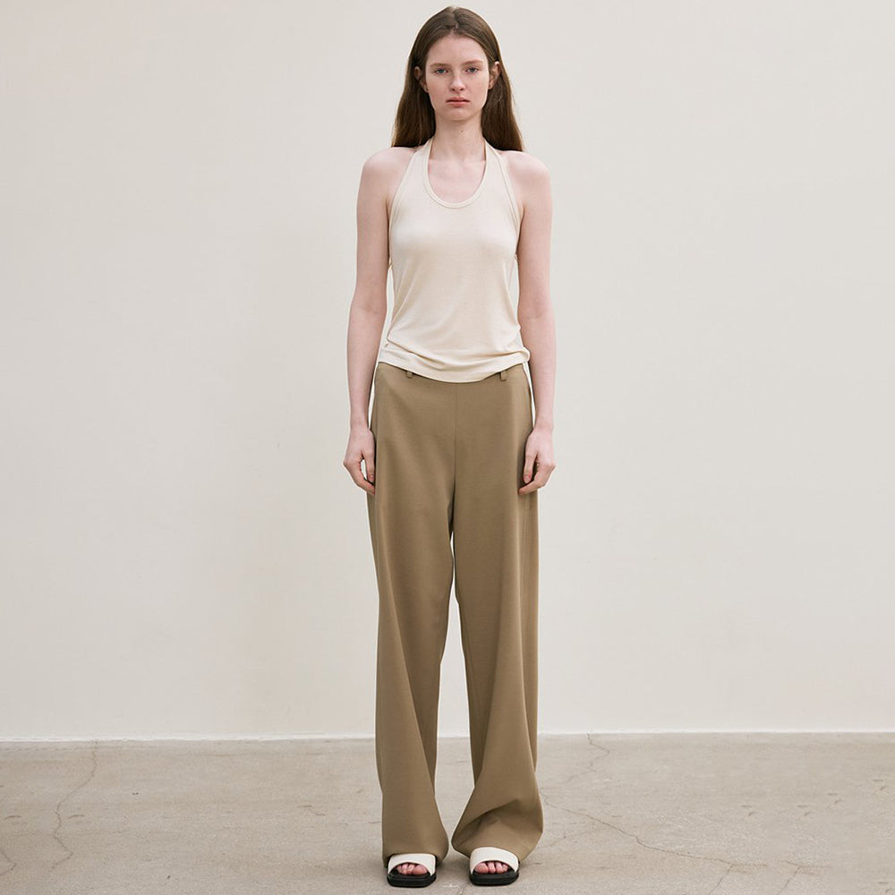 LE ribbed halter top (light beige)