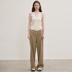 LE ribbed halter top (light beige)