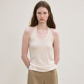 LE ribbed halter top (light beige)