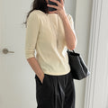 MANGOMANYPLEASE CROFFLE SLIM TEE_CREAMY LEMON