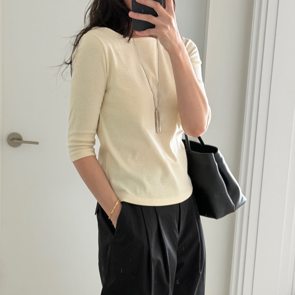 MANGOMANYPLEASE CROFFLE SLIM TEE_CREAMY LEMON