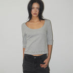 PLACE STUDIO Women's Soft Basic Boat U-Neck Stud Point 3/4 Sleeve T-Shirt _4COLOR