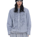 PARTIMENTO WOMEN COUNTRY RUFFLE-PINTUCK SHIRT_BLUE CHECK