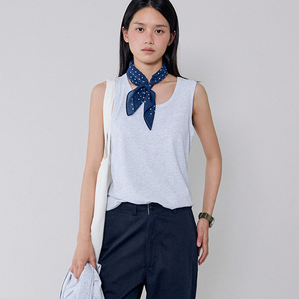 L'EAU Isaac cotton sleeveless_melange white