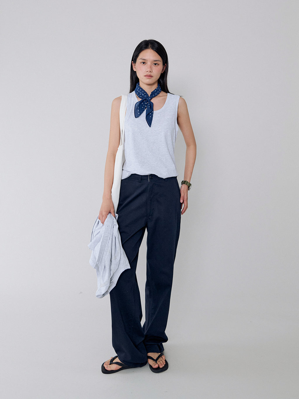L'EAU Isaac cotton sleeveless_melange white