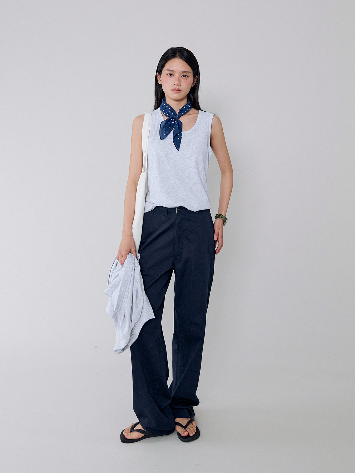 L'EAU Isaac cotton sleeveless_melange white