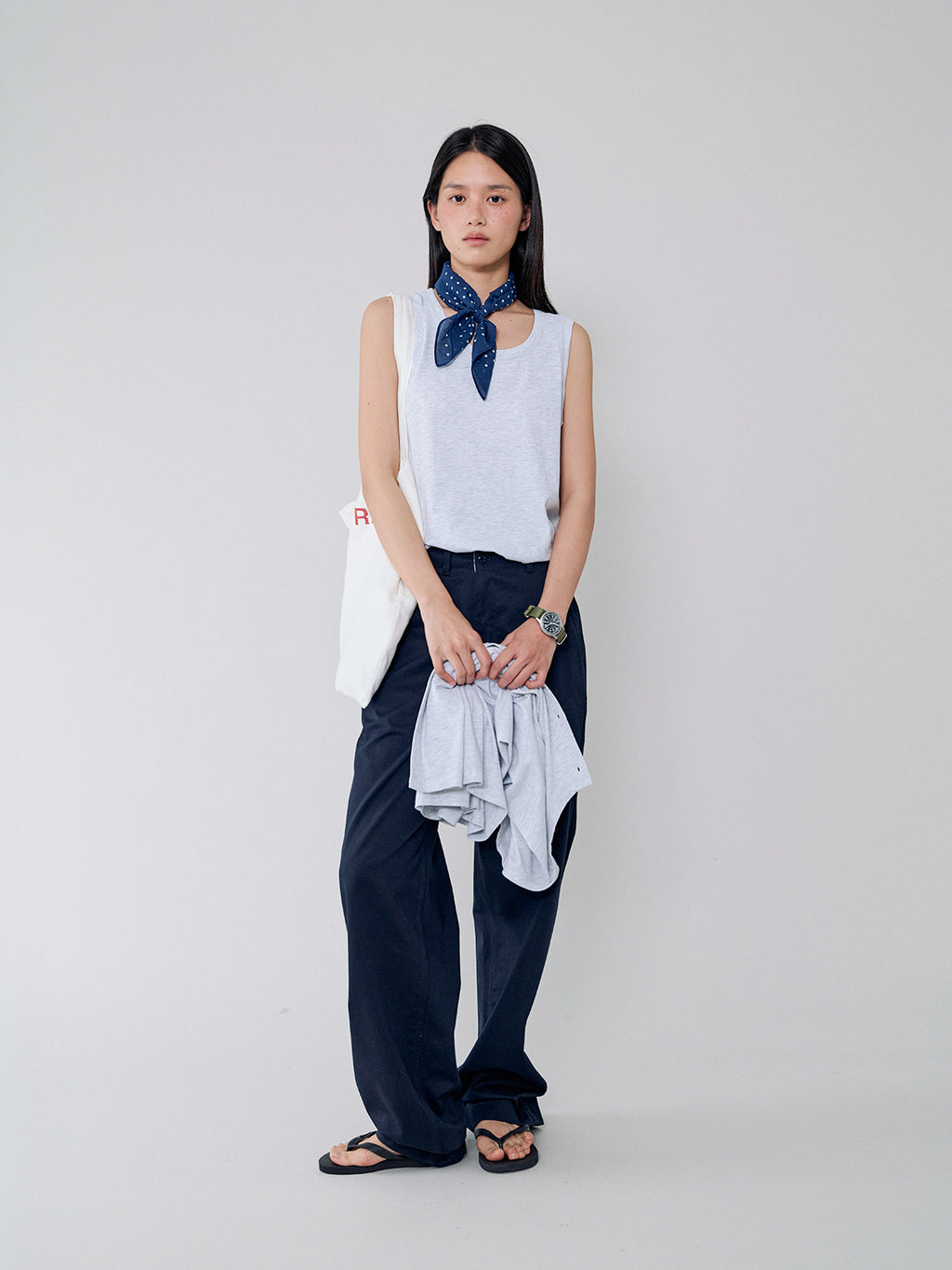 L'EAU Isaac cotton sleeveless_melange white