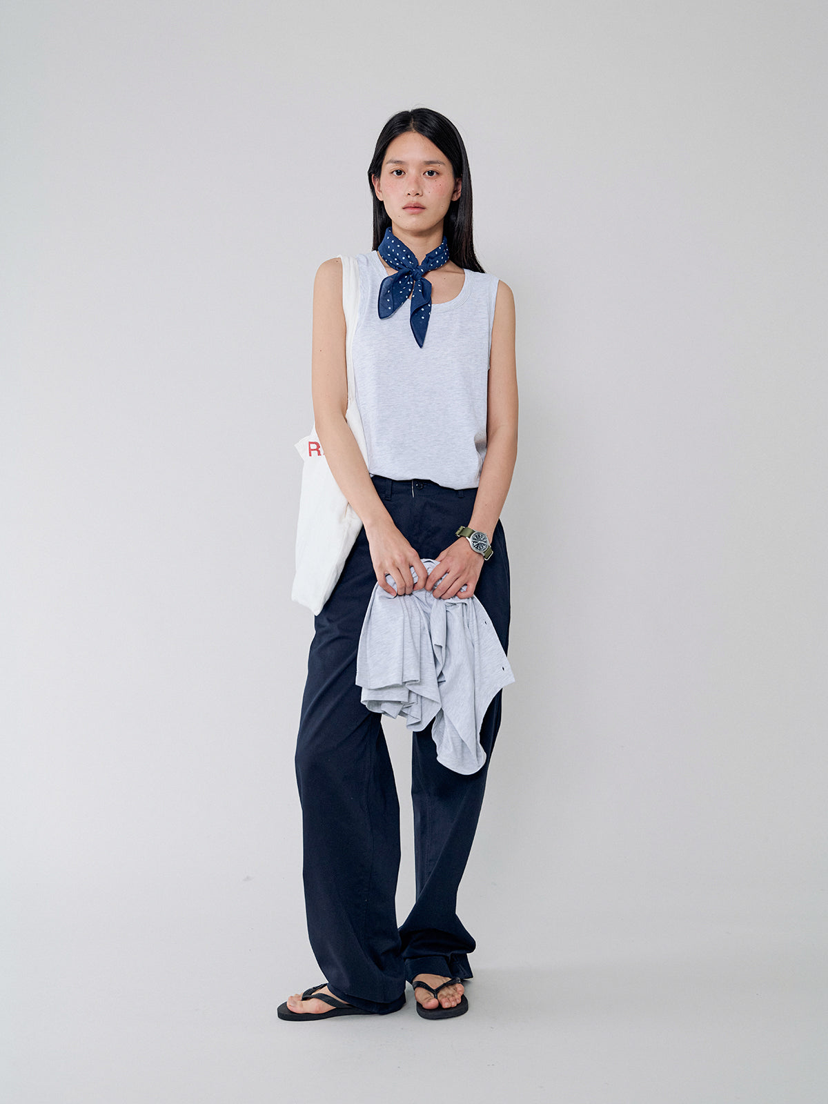 L'EAU Isaac cotton sleeveless_melange white