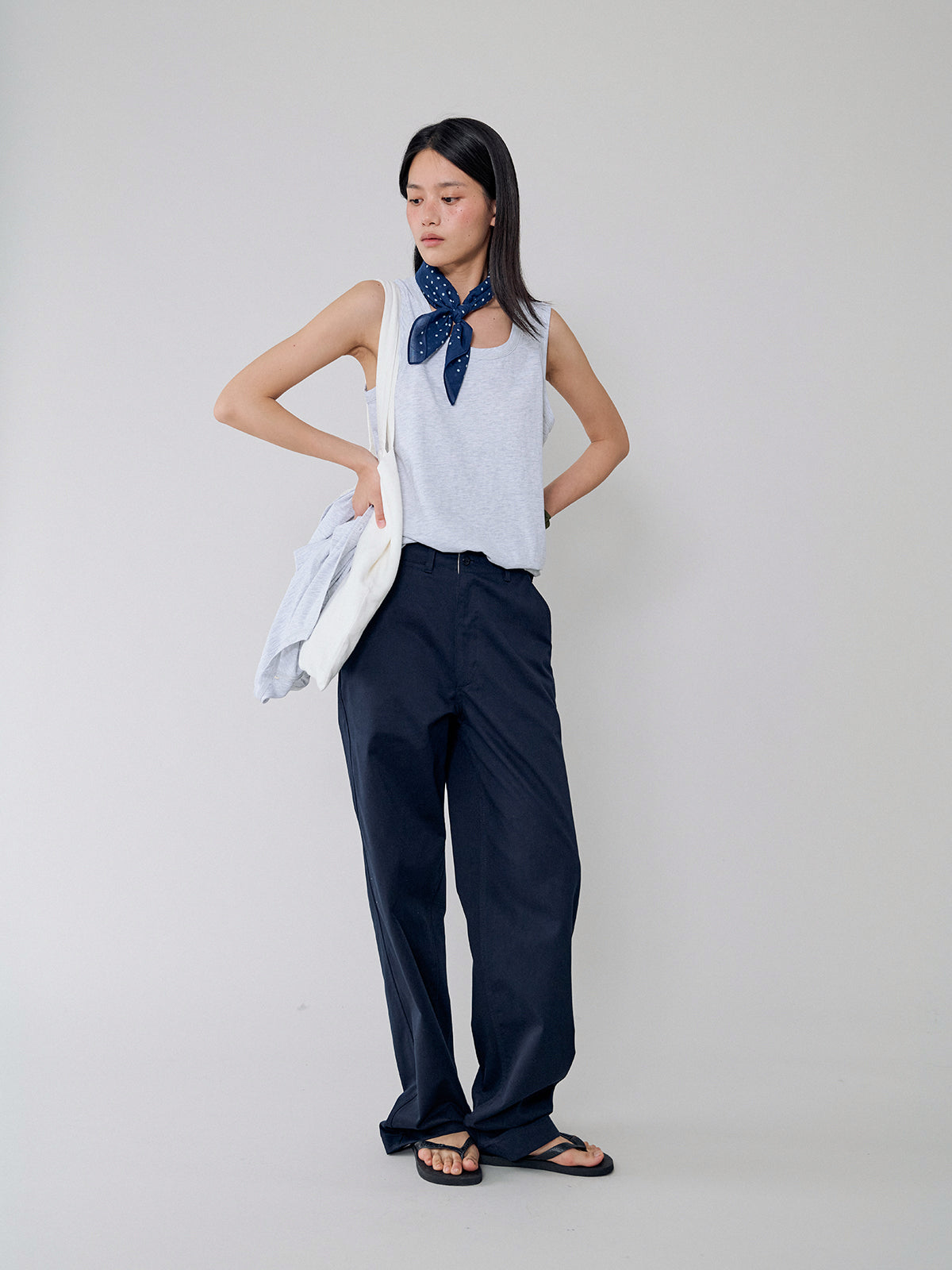 L'EAU Isaac cotton sleeveless_melange white