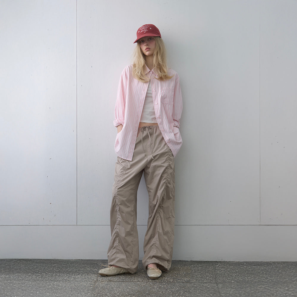 KIJUN Stripe Oversized Shirt Pink