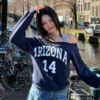 ERER [4th reorder] Off-shoulder Arizona Sweatshirt Navy