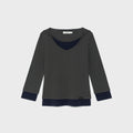 GLOWNY 3/4 LAYERED CONTRAST HOODIE (DEEP CHARCOAL)
