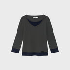 GLOWNY 3/4 LAYERED CONTRAST HOODIE (DEEP CHARCOAL)