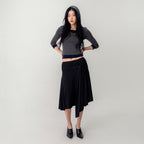 GLOWNY 3/4 LAYERED CONTRAST HOODIE (DEEP CHARCOAL)