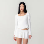 GLOWNY HONEY EYELET BUTTON LONG SLEEVE (WHITE)