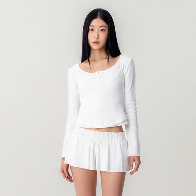 HONEY EYELET BUTTON LONG SLEEVE (WHITE)