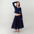 GLOWNY HONEY EYELET BUTTON LONG SLEEVE (NAVY)