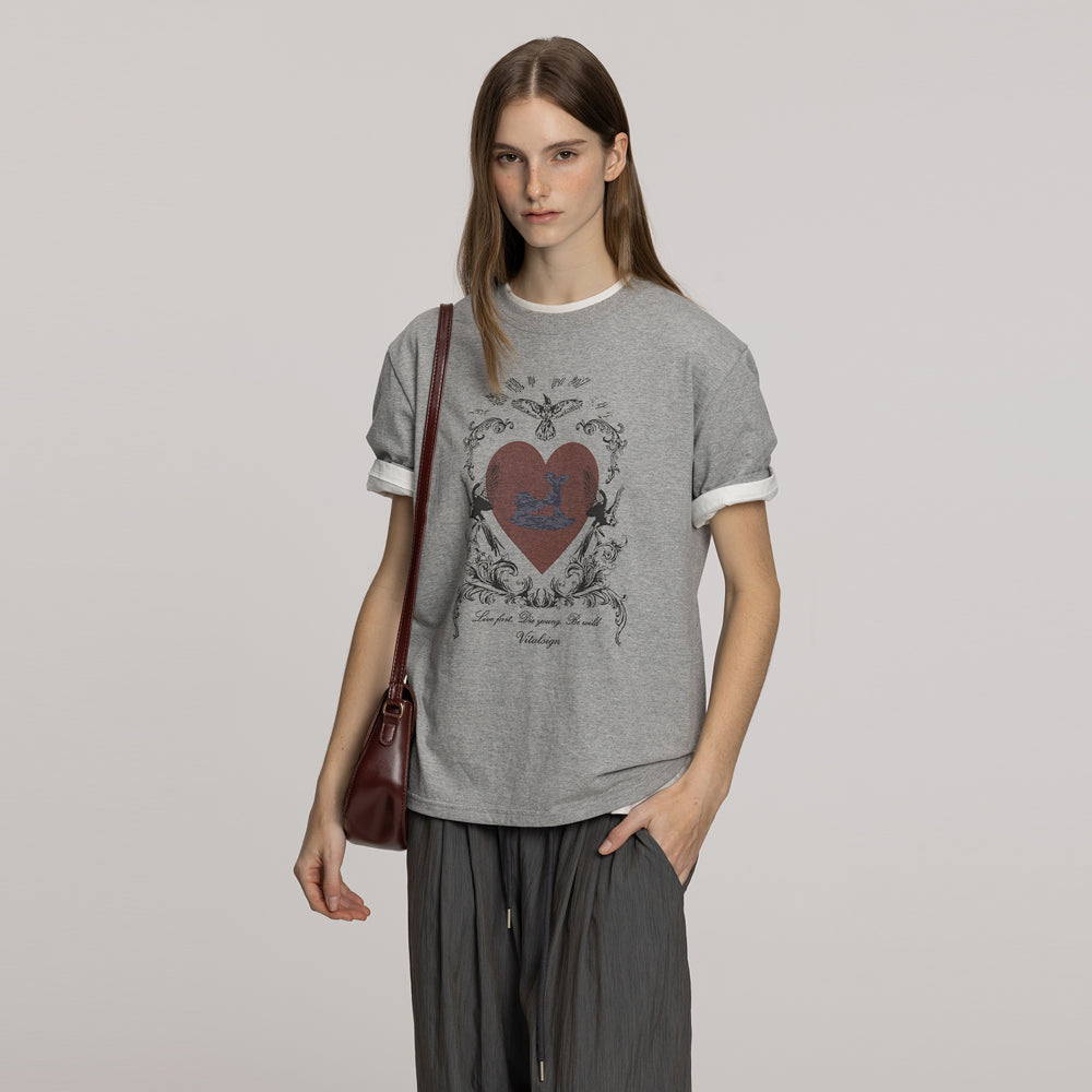VITALSIGN heart vintage bird t-shirt