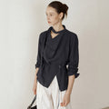 AUBARD Cowl-neck tie blouse_Midnight