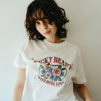AaU [Same-day shipping] Vintage Rose Short Sleeve Tee_White