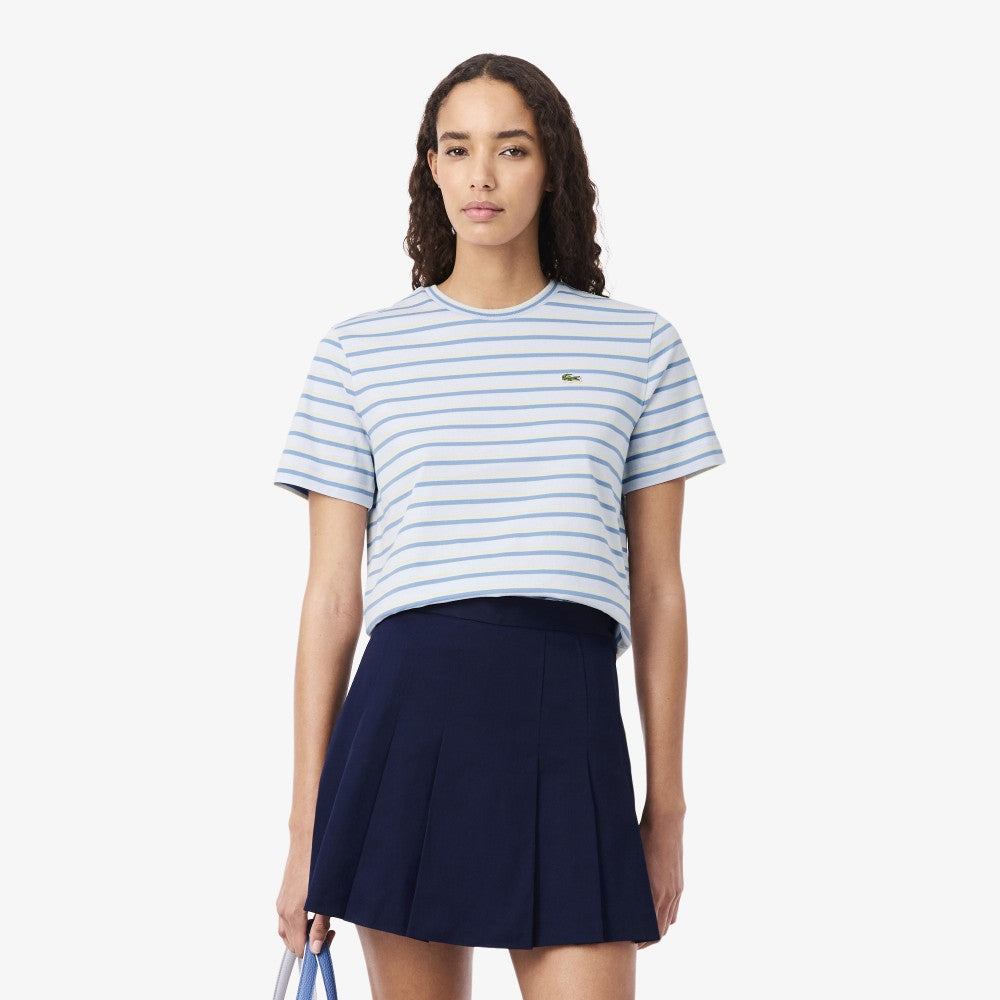 LACOSTE Women's Multi-Stripe Short Sleeve T-Shirt TF7574-56G 4BI