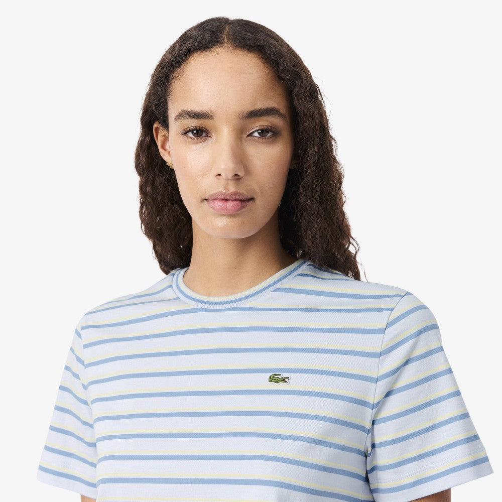 LACOSTE Women's Multi-Stripe Short Sleeve T-Shirt TF7574-56G 4BI