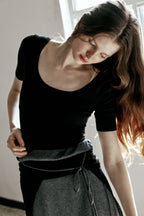 LE17SEPTEMBRE SCOOP NECK BASIC TOP [BLACK]