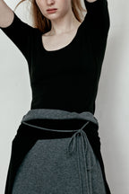 LE17SEPTEMBRE SCOOP NECK BASIC TOP [BLACK]
