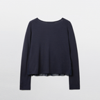 PEEVES PEEVES Tiered Ruffle Long Sleeve Top / Navy