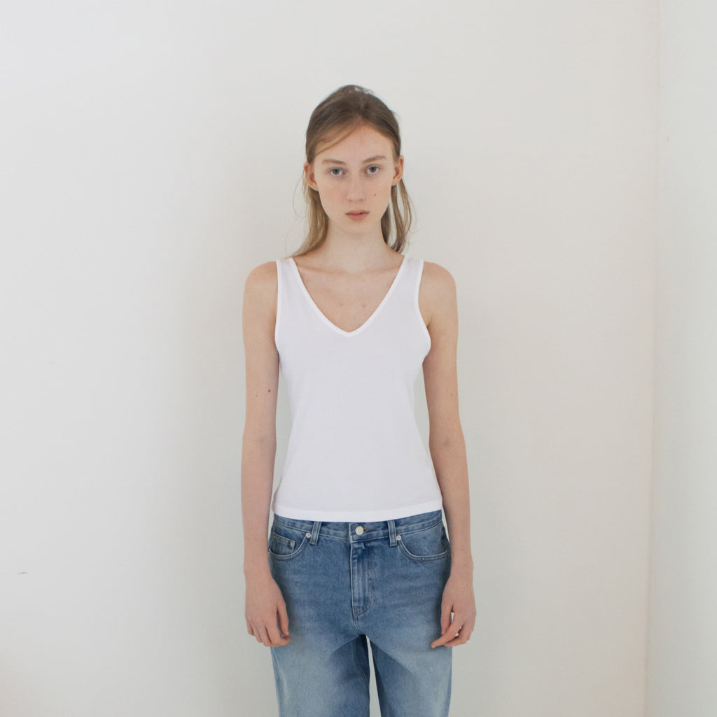 REPOS Cotton Sleeveless T-Shirt (White)